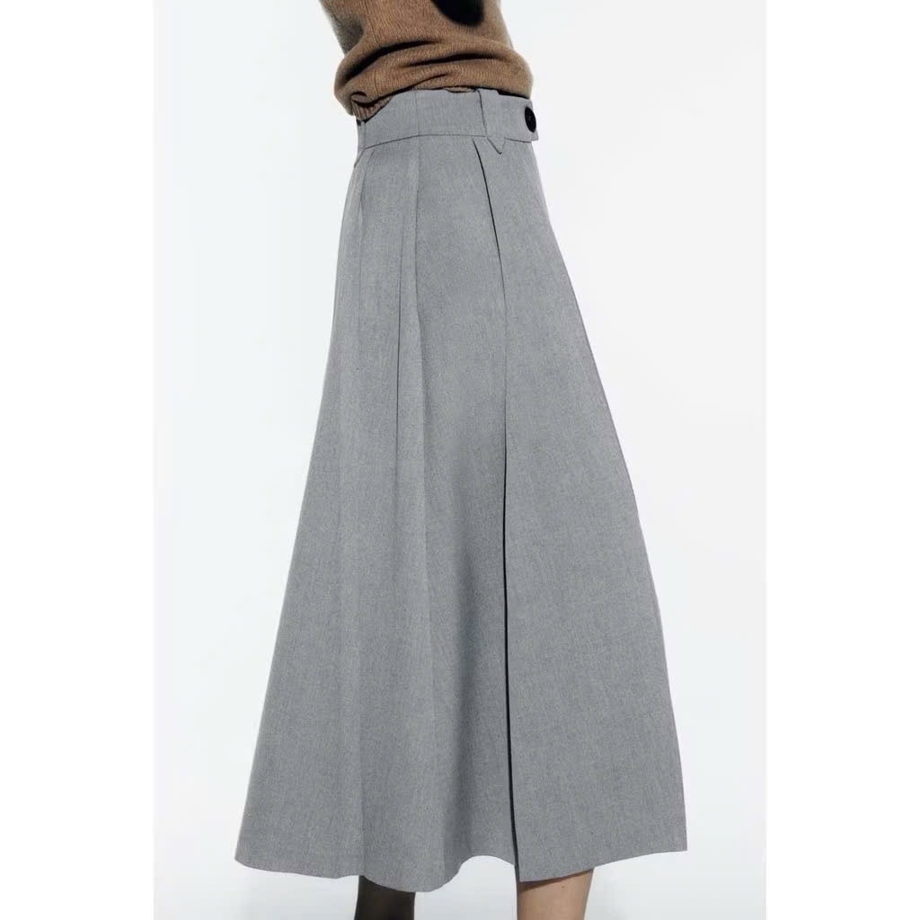 Chân váy midi xếp ly Massimo Dutti