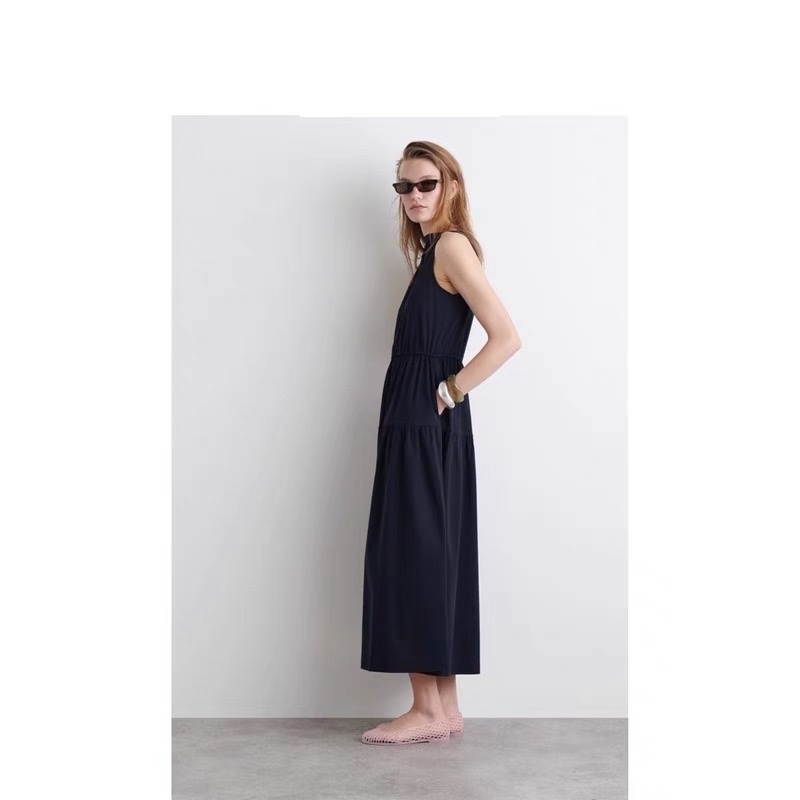 VÁY MIDI CỔ THUYỀN TỤ HÌNH