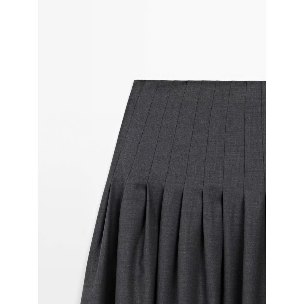 CHÂN VÁY Massimo Dutti MIDI PHA XẾP LY
