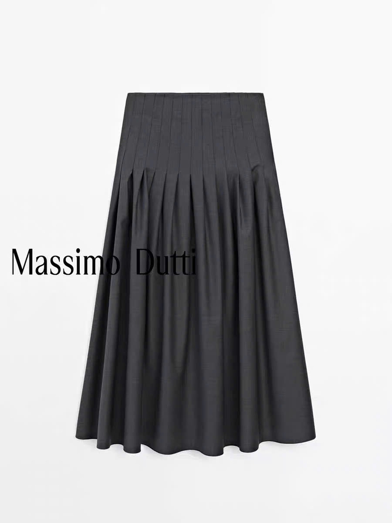 CHÂN VÁY Massimo Dutti MIDI PHA XẾP LY