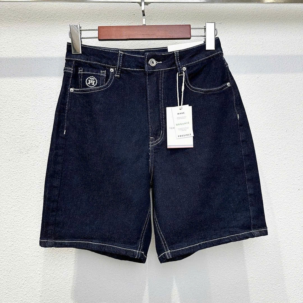 Short jean Tommy màu chàm dáng lửng