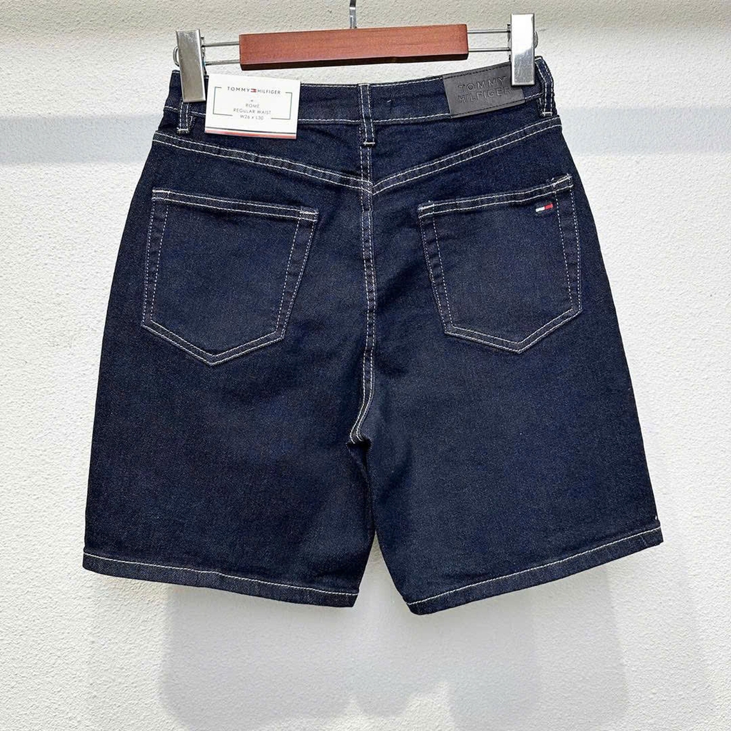 Short jean Tommy màu chàm dáng lửng