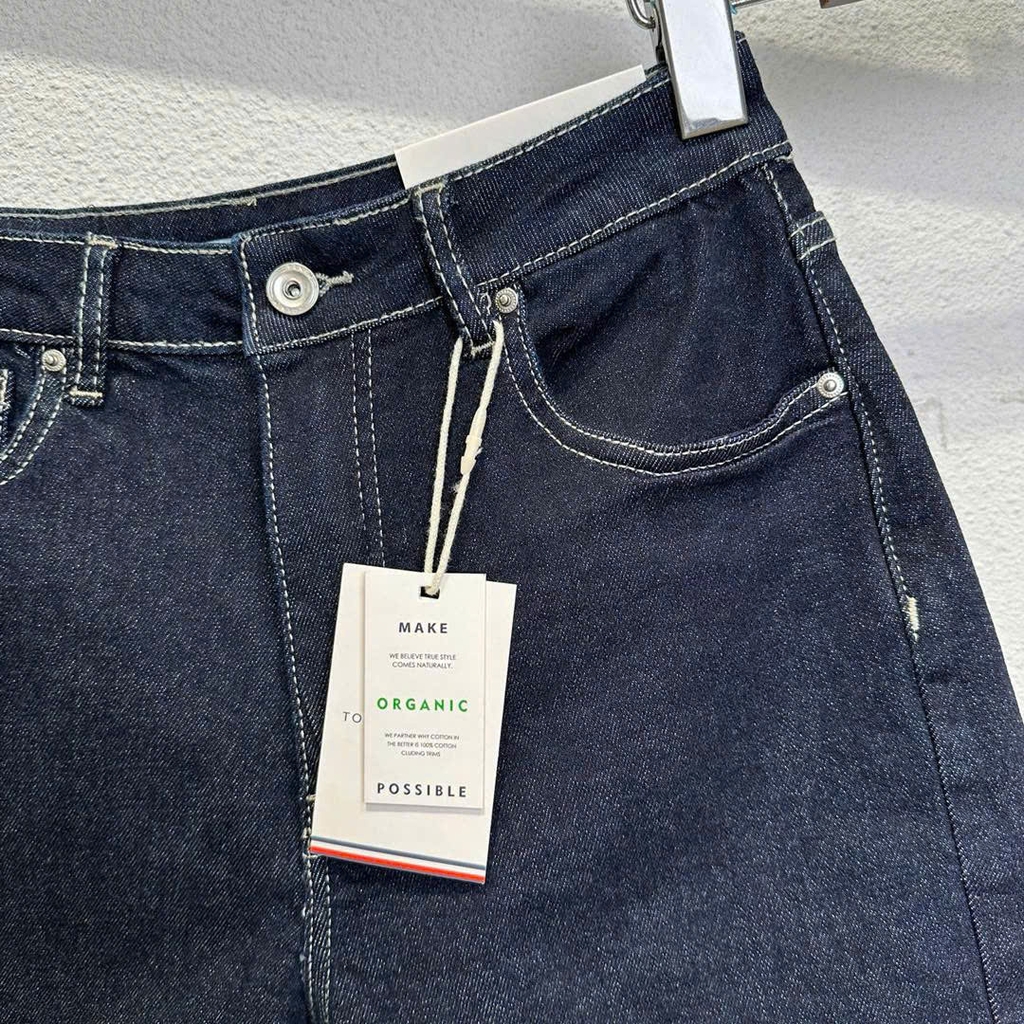 Short jean Tommy màu chàm dáng lửng