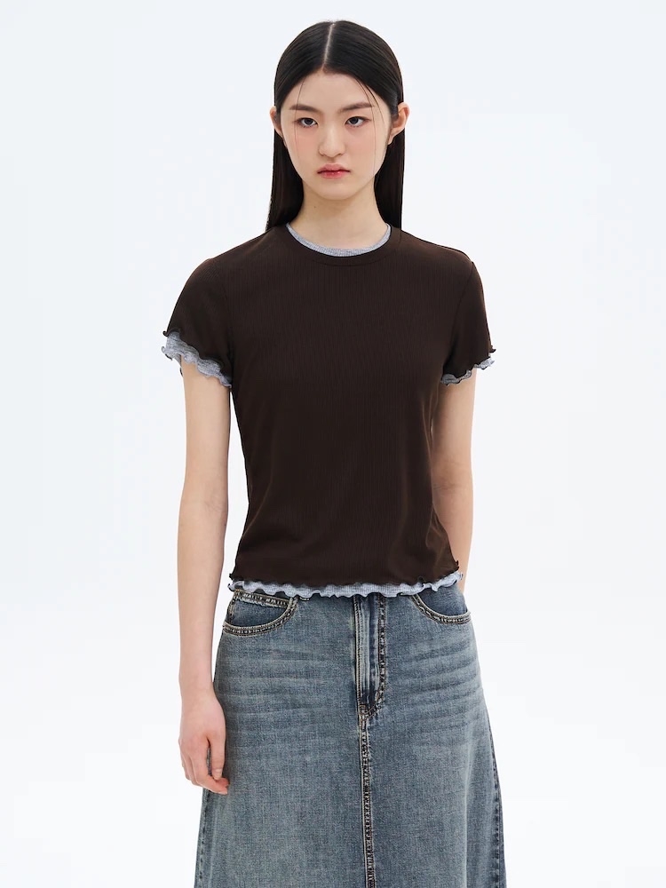 Tshirt Massimo Dutti cổ tròn 2 lớp