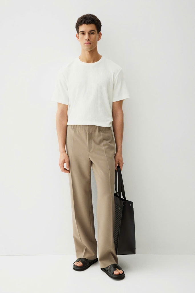 Áo cotton Massimo Dutti trắng cổ tròn