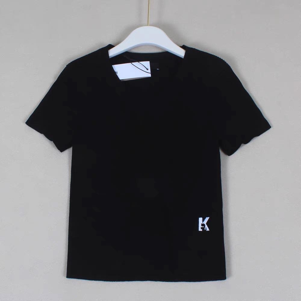 Áo len tăm cộc tay Karl 2 màu thêu logo K