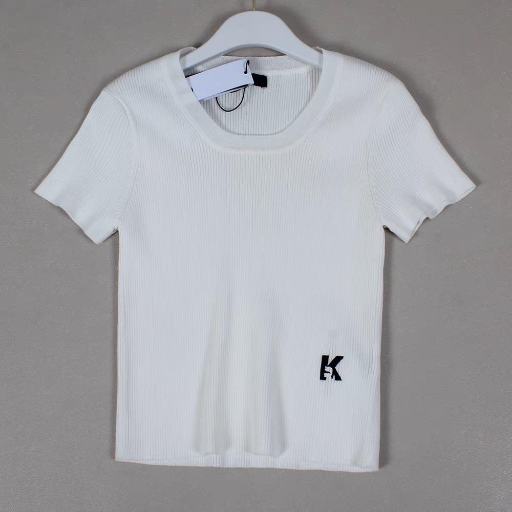Áo len tăm cộc tay Karl 2 màu thêu logo K