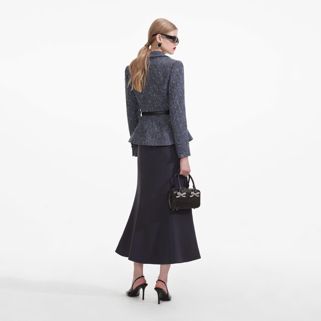 Váy Self Portrait dạ tweed kèm belt