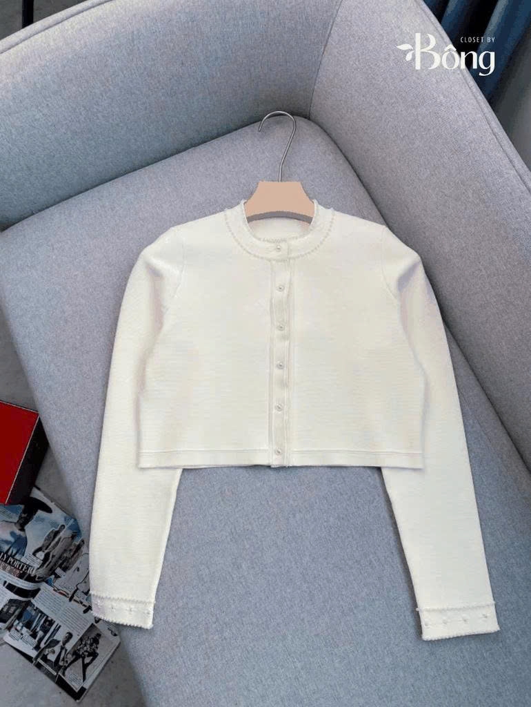 CDG Sandro dệt kim màu kem viền ngọc trai (2pcs)