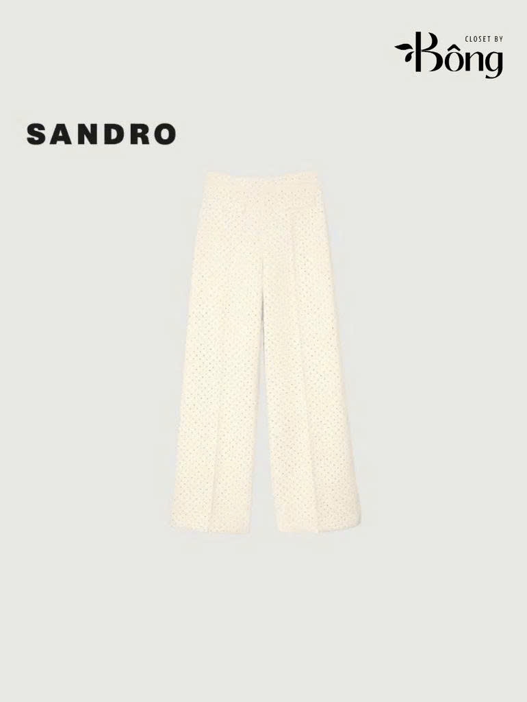 Quần suông Sandro bling màu kem (tách set)