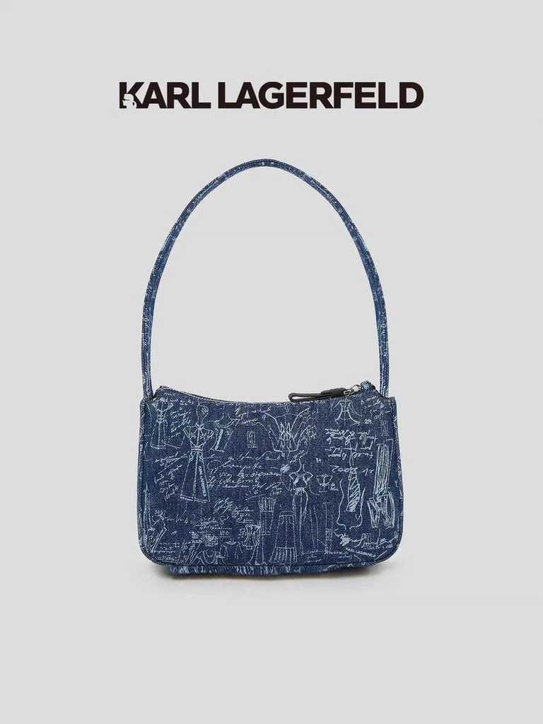 Túi Karl logo kim loại denim