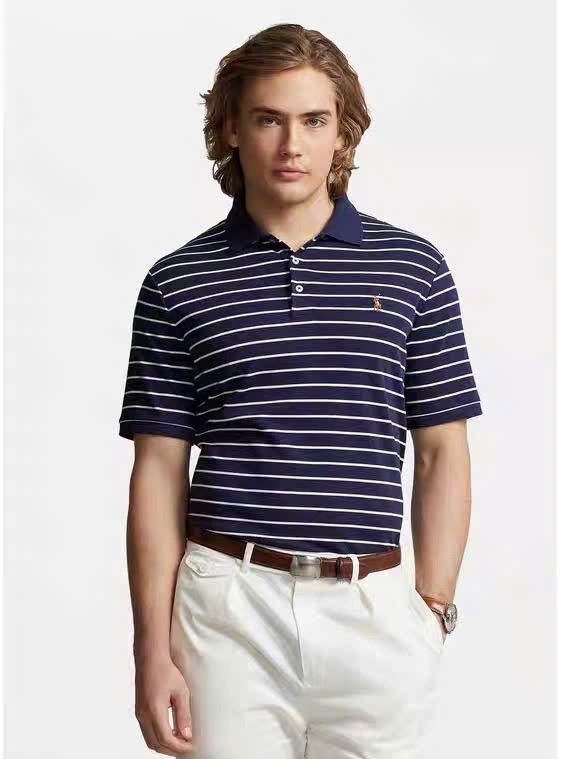 Áo Polo RL kẻ ngang cổ đức màu navy