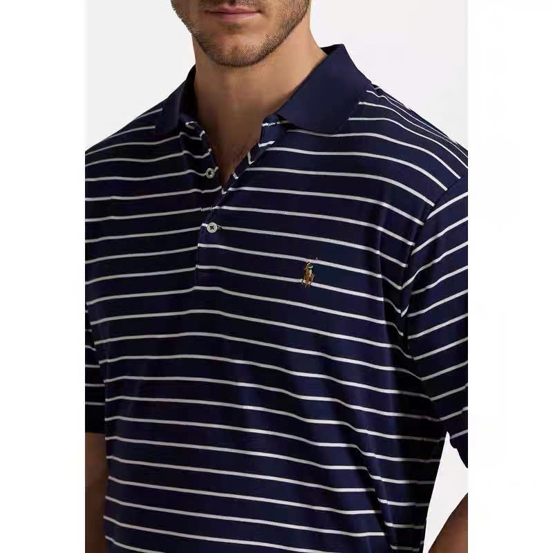 Áo Polo RL kẻ ngang cổ đức màu navy