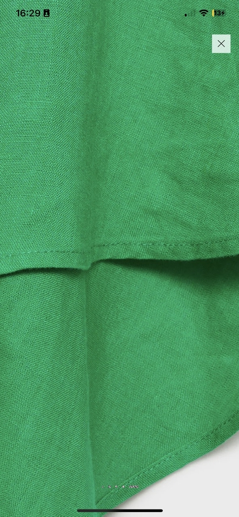 Jum MNG linen xanh lá lệch vai kèm belt