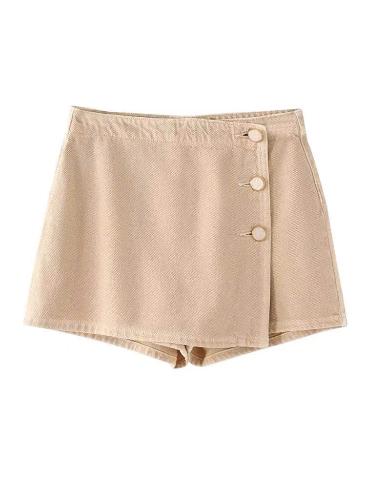 Short váy Zara màu camel khuy ngọc dư xịn