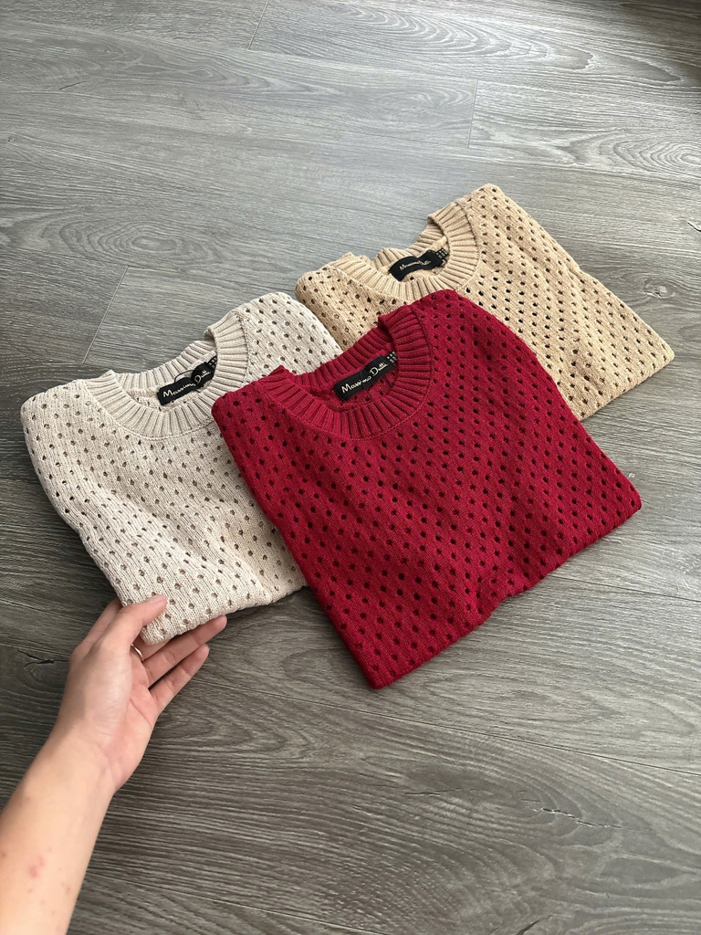 Top MassimoDutti sợi dệt cổ tròn
