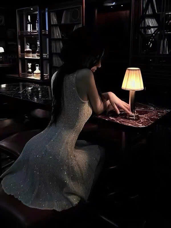 Váy len dệt ALAIA maxi đính hạt bling 2 màu
