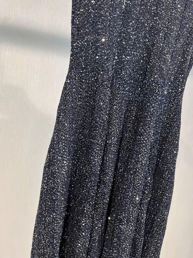 Váy len dệt ALAIA maxi đính hạt bling 2 màu
