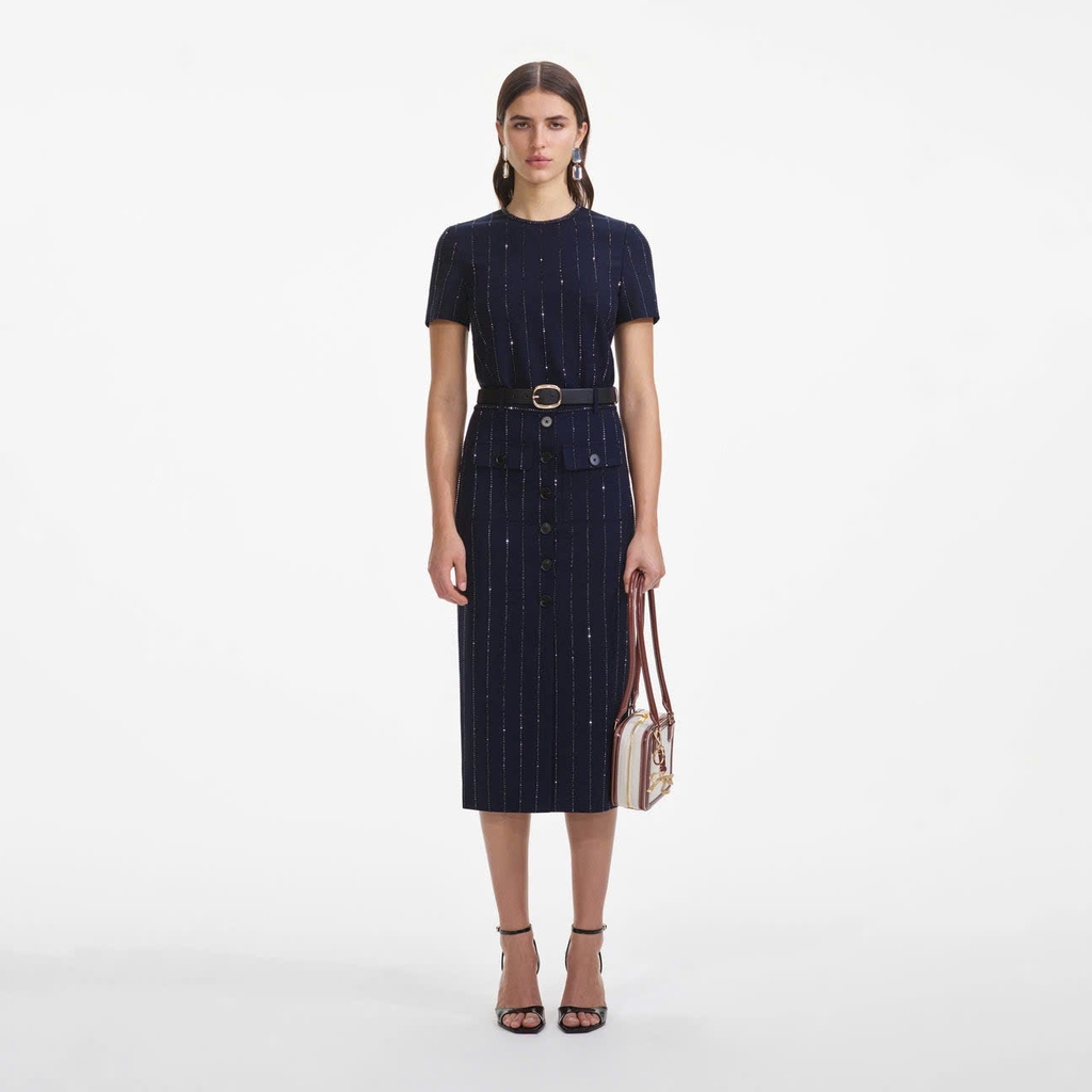 Áo Sel-Portrait cổ tròn bling navy (tách set)