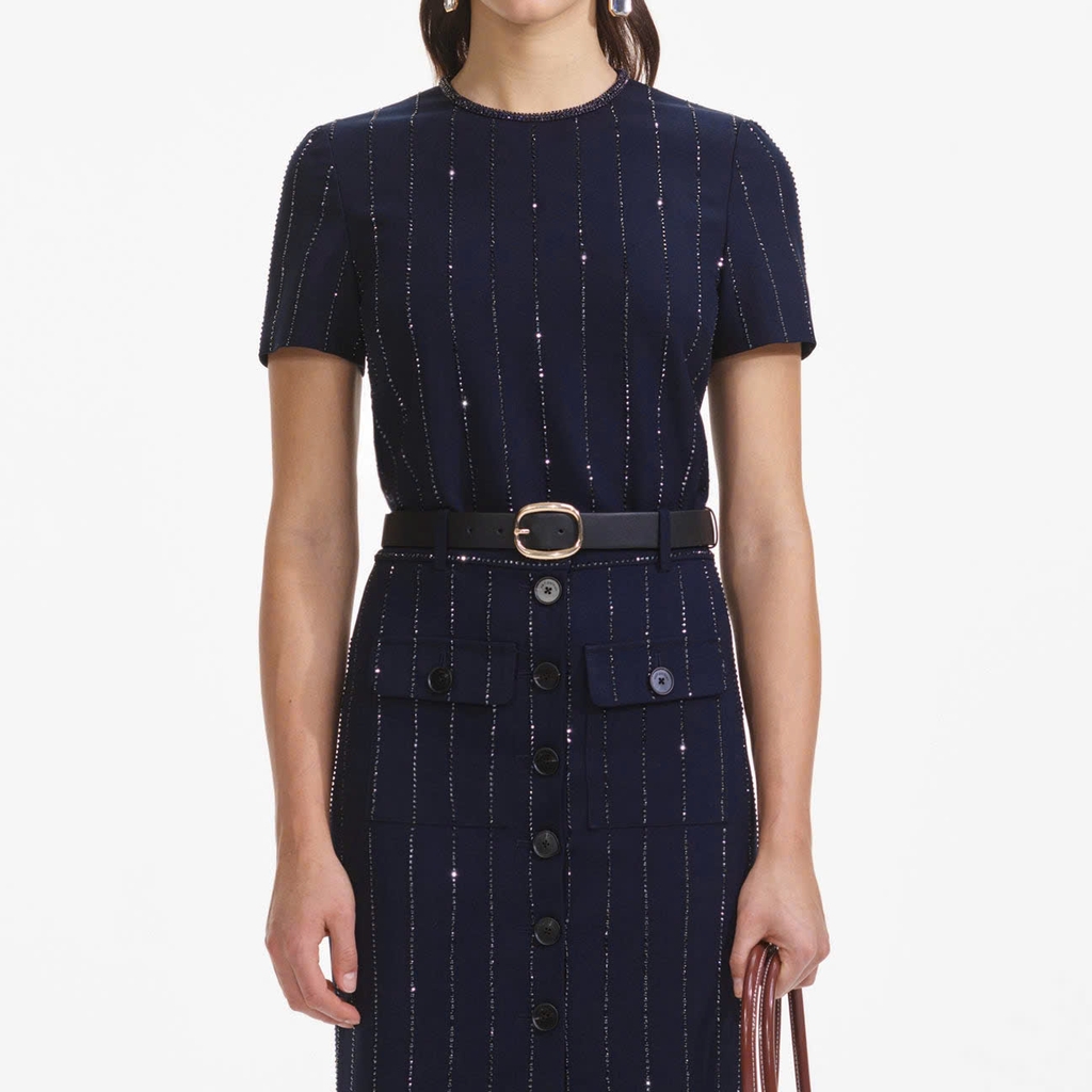 Áo Sel-Portrait cổ tròn bling navy (tách set)