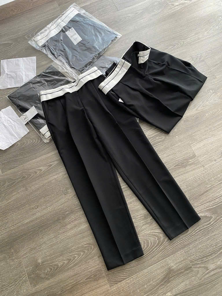 Quần Zara cạp trắng