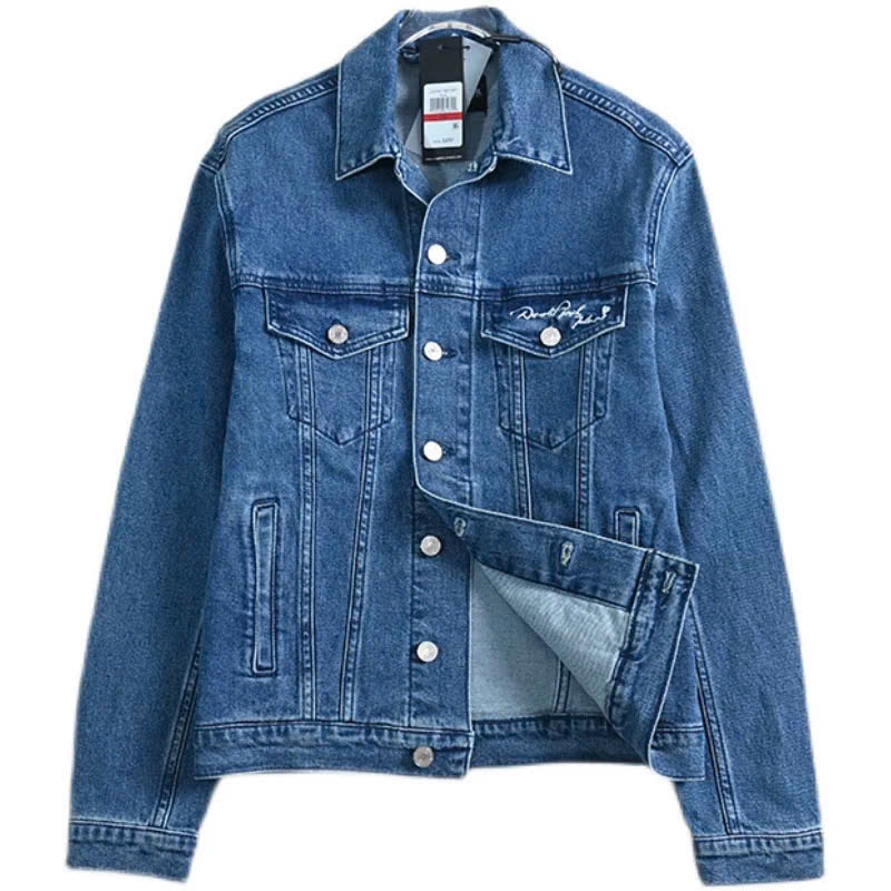 Jacket denim Karl dài tay cổ đức