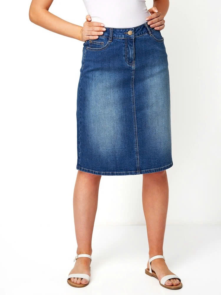 Chân váy denim midi Zara xẻ sau 3 màu