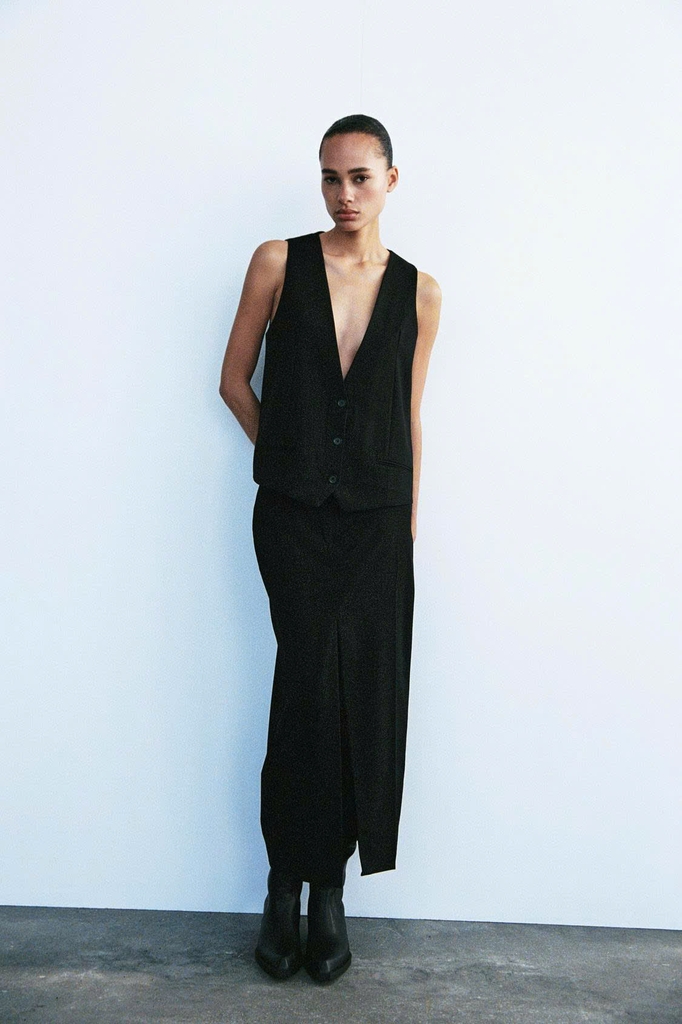 Gilett Zara đen vạt lệch dư xịn