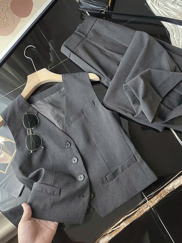 Gilet Theory màu ghi (set 3pcs tách set)