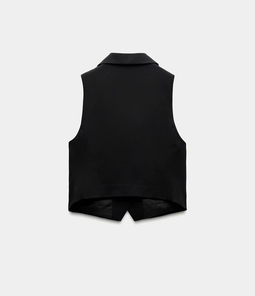 Gilett Zara đen cổ be 2 túi dư xịn