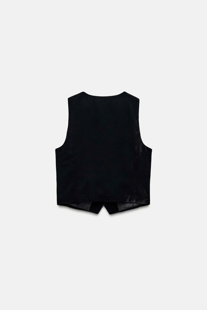 Áo gile nhung đen Zara dư xịn