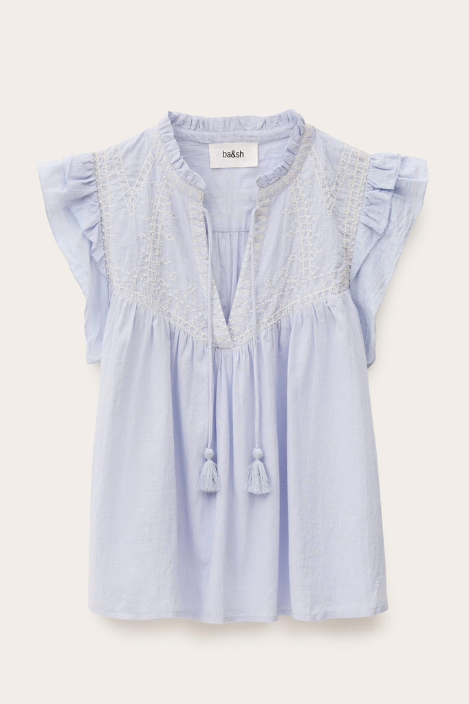 Áo sơ mi  BA&SH tay hến xanh blue