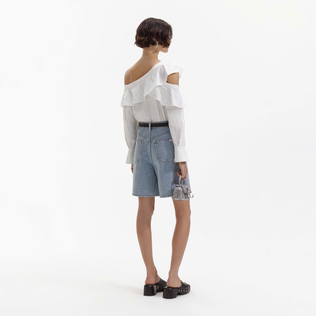 Sơ mi trắng Sel-Portrait đính cườm cổ bèo