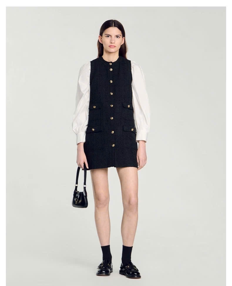 ĐẦM NGẮN TWEED PHỐI KHUY