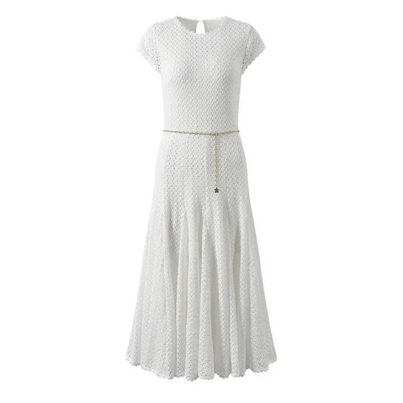 Đầm dài móc crochet ren hoa Maje
