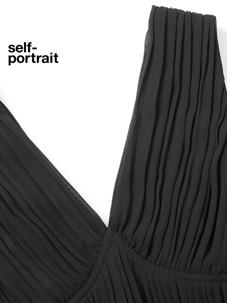 Váy lụa Self- Portrait đen viền ren