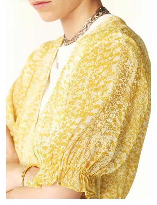 Váy lụa Ba&Sh cổ V dáng ngắn
