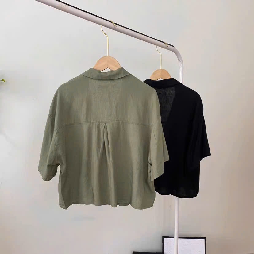 Sơ mi cộc tay Pull Bear cổ đức
