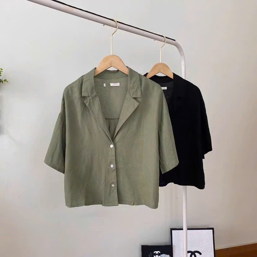 Sơ mi cộc tay Pull Bear cổ đức