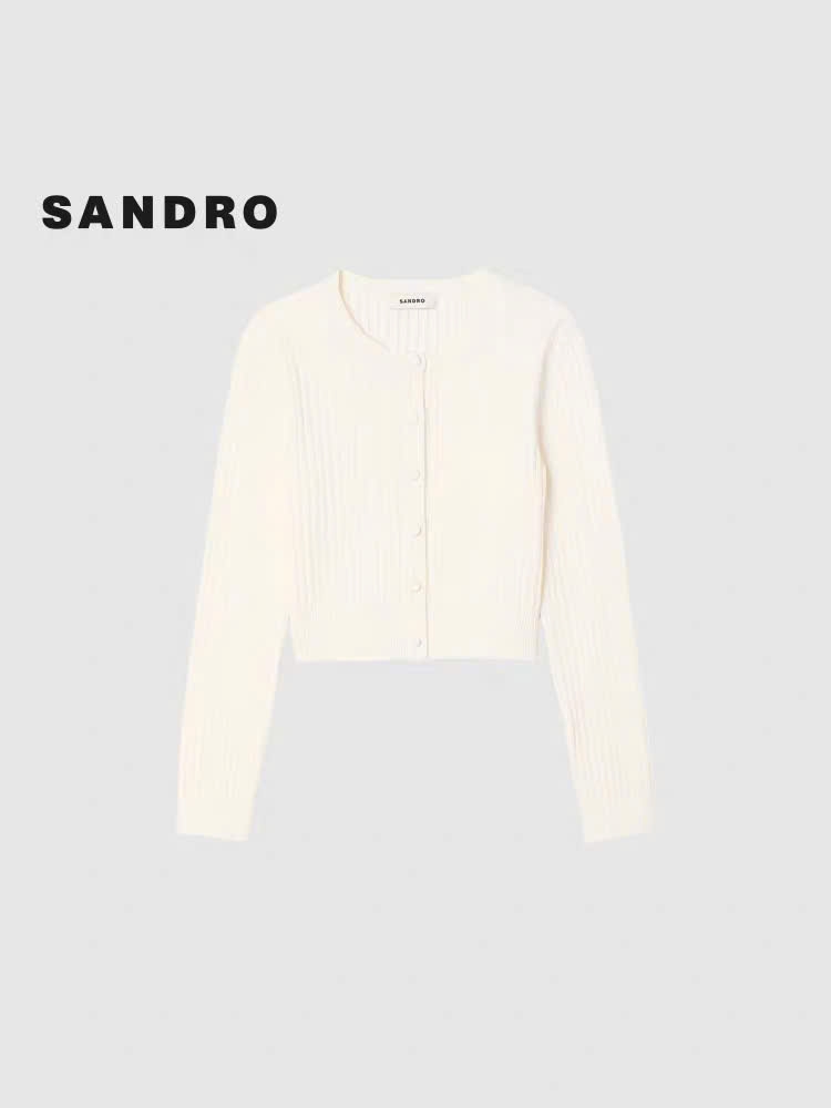Áo cardigan đan sườn cắt ngắn