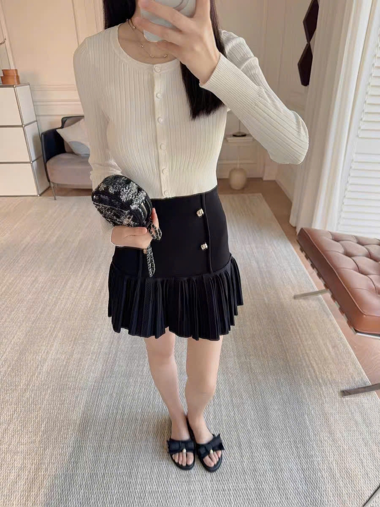 Áo cardigan đan sườn cắt ngắn