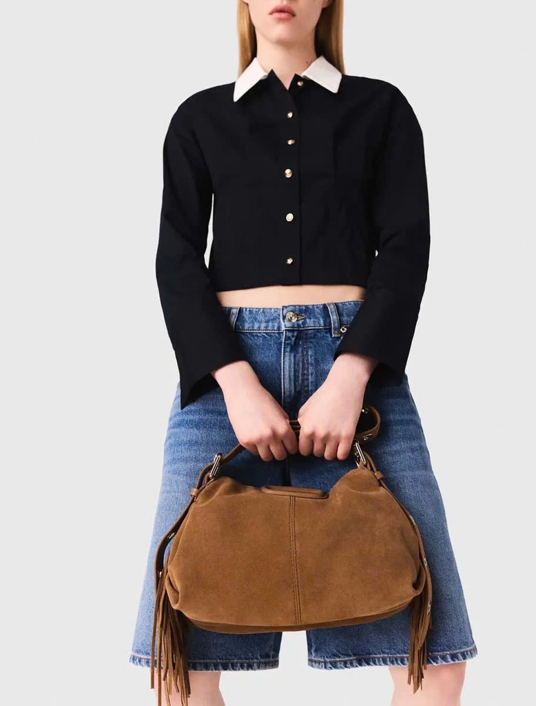 Áo sơ mi poplin chiết eo