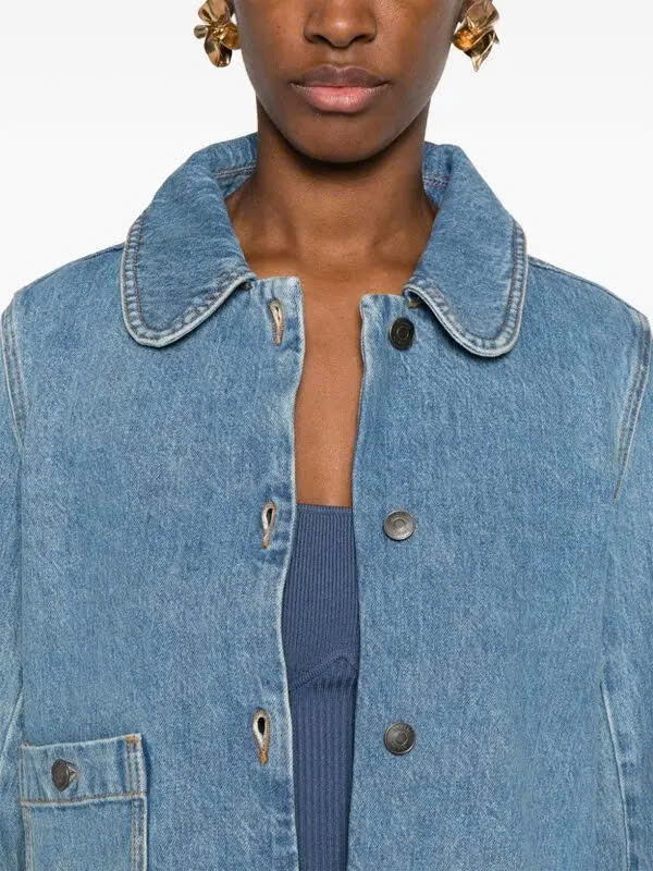 Áo khoác denim Ba&Sh cổ sen tuồn auth