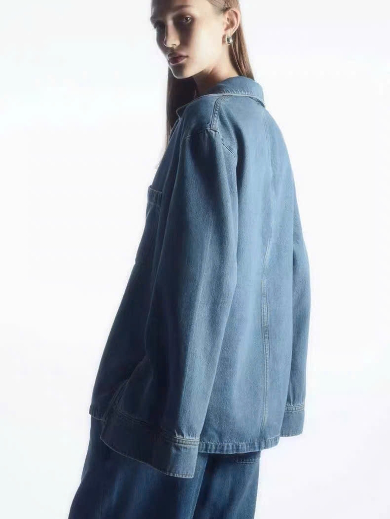 Áo denim COS chui đầu cổ bẻ (tách set)