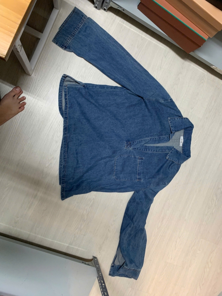 Áo denim COS chui đầu cổ bẻ (tách set)