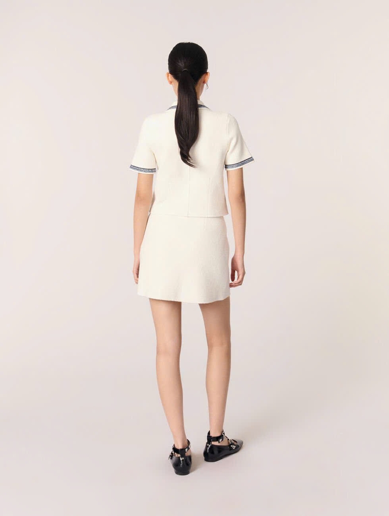 ÁO CARDIGAN LEN DÁNG NGẮN VIỀN TƯƠNG PHẢN