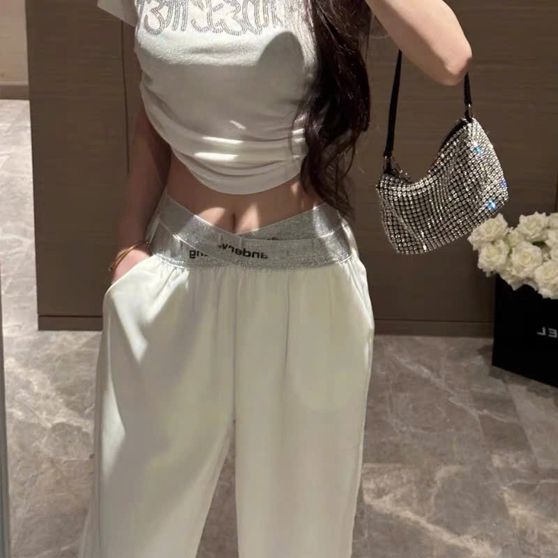 Quần lụa suông ALEXANDERWANG cạp trắng