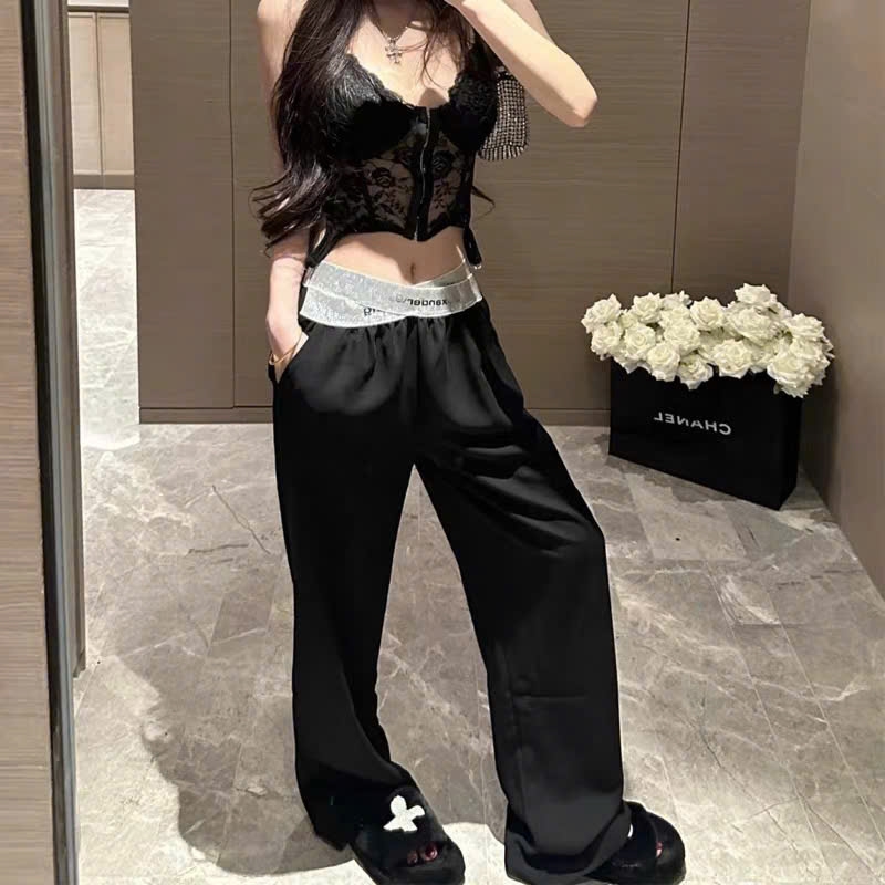 Quần lụa suông ALEXANDERWANG cạp trắng