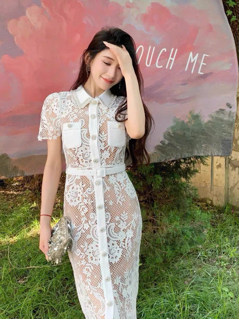 Váy Sel-Portrait ren 3D viền đá