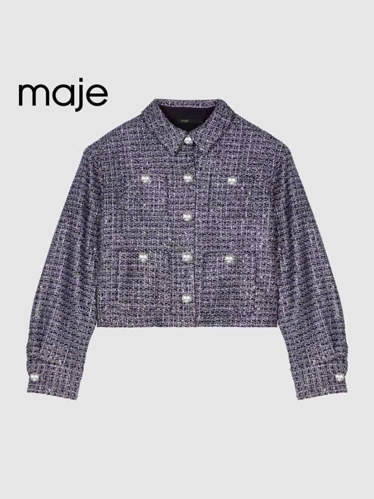 Set Maje vải tuýt kim loại đính sequin